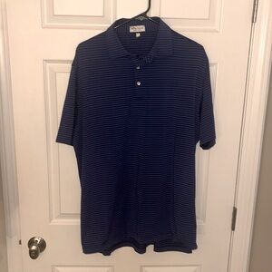 Peter Millar Men’s Blue Striped Summer Comfort Golf Polo Sz Large